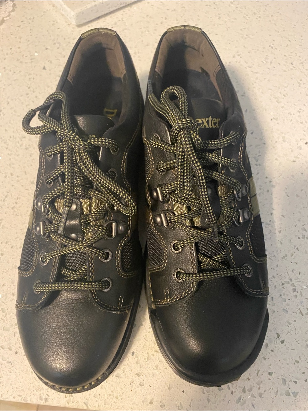Dexter Black with Olive Green Trim Lace-Up bowling shoe